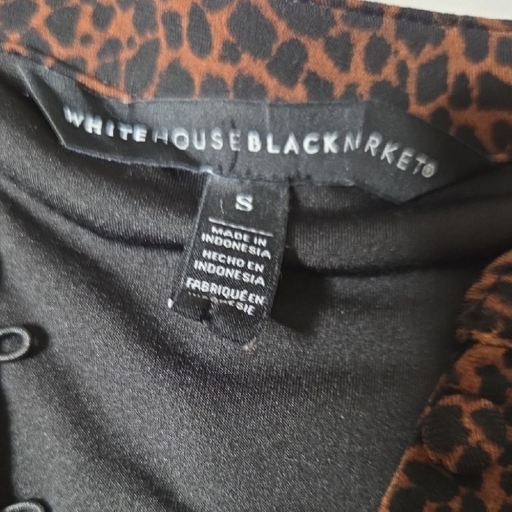 White House Black Market Leopard Print Blouse with Lace Detail - Picture 2 of 7